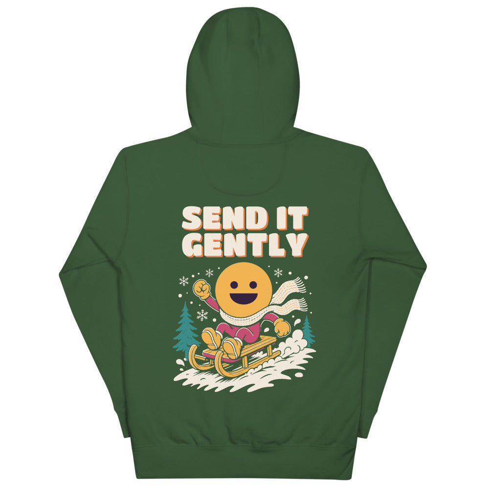 Send It Gently Hoodie in Forest Green, back