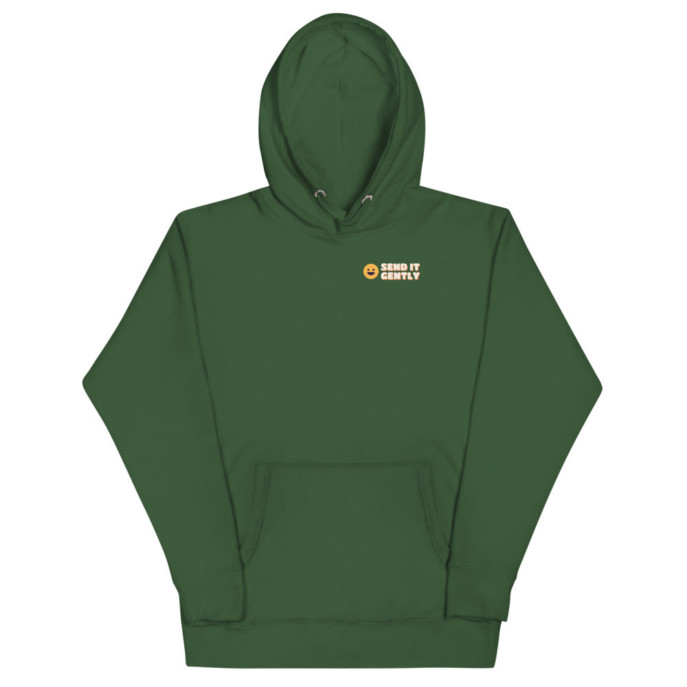 Send It Gently Hoodie in Forest Green, front