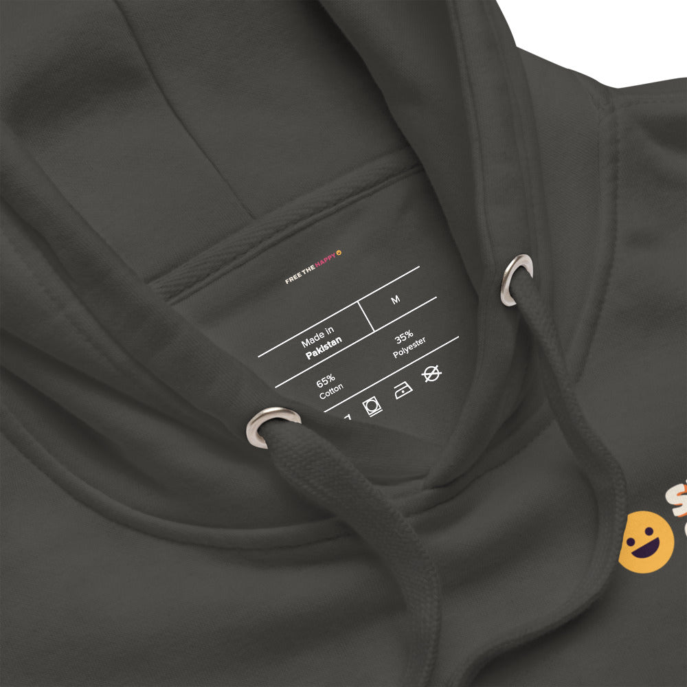 Send It Gently Hoodie in Vintage Black, inside label and chest detail