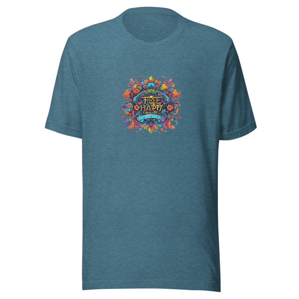 Free the Happy Mandala Tee - Heather Deep Teal