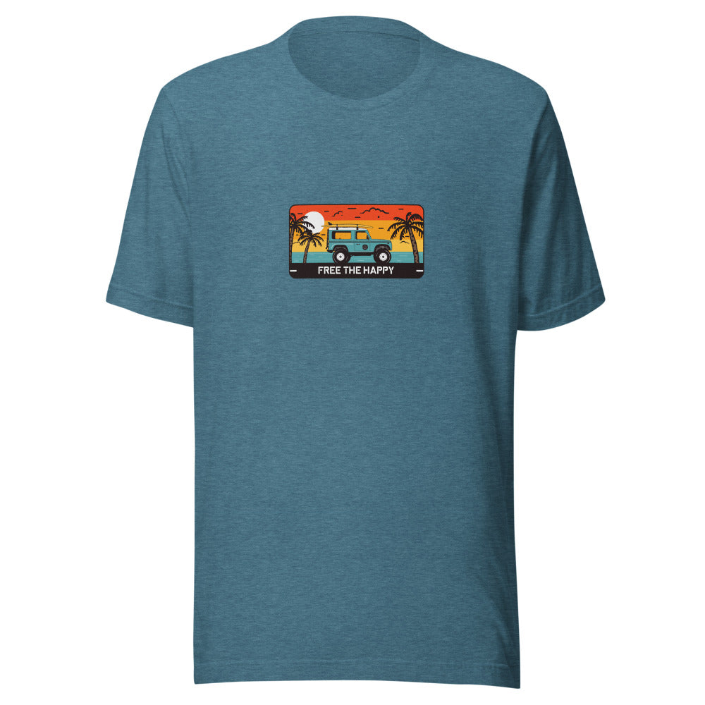Surf Truck Sunset Tee - Heather Deep Teal