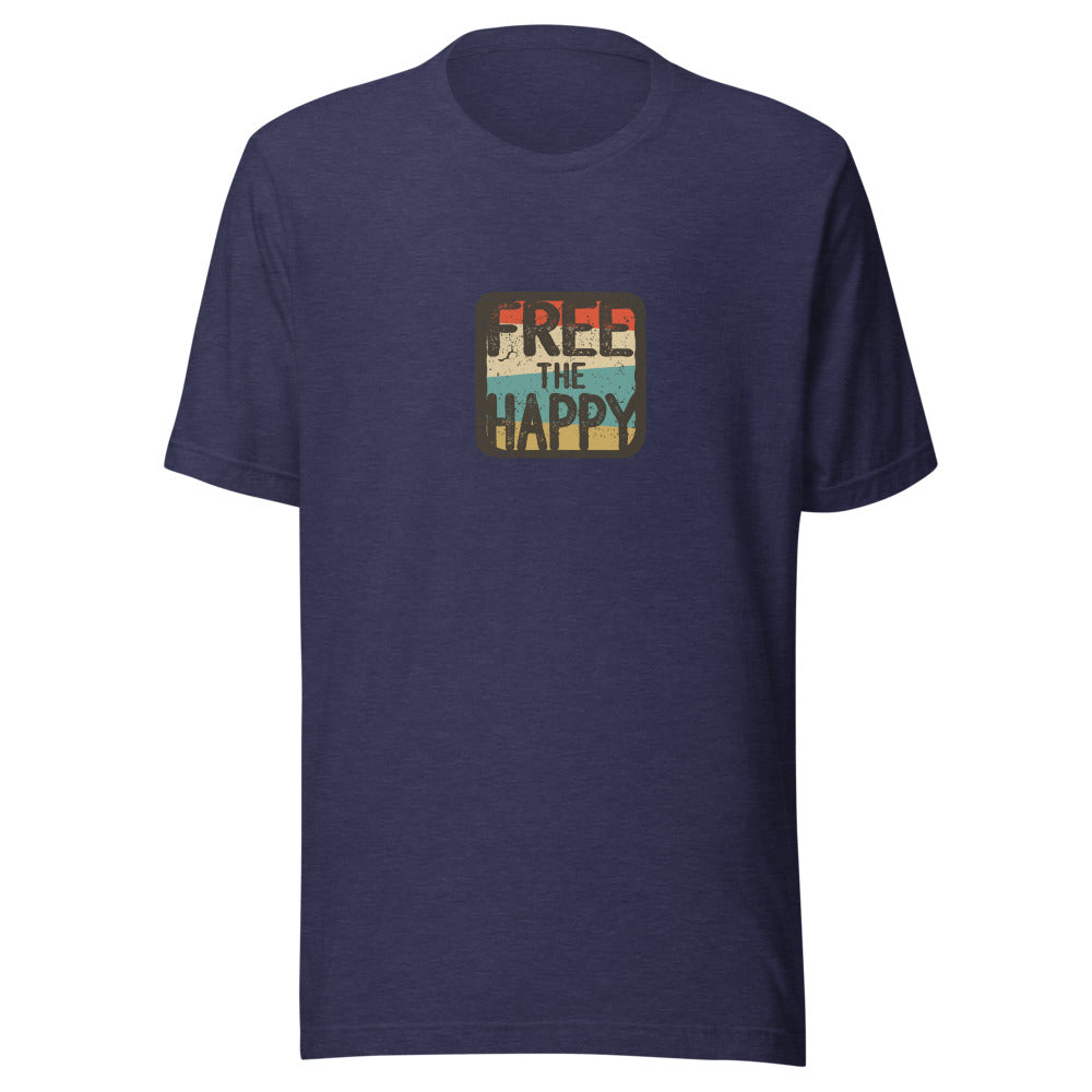 Free the Happy Retro Badge Tee - Heather Midnight Navy