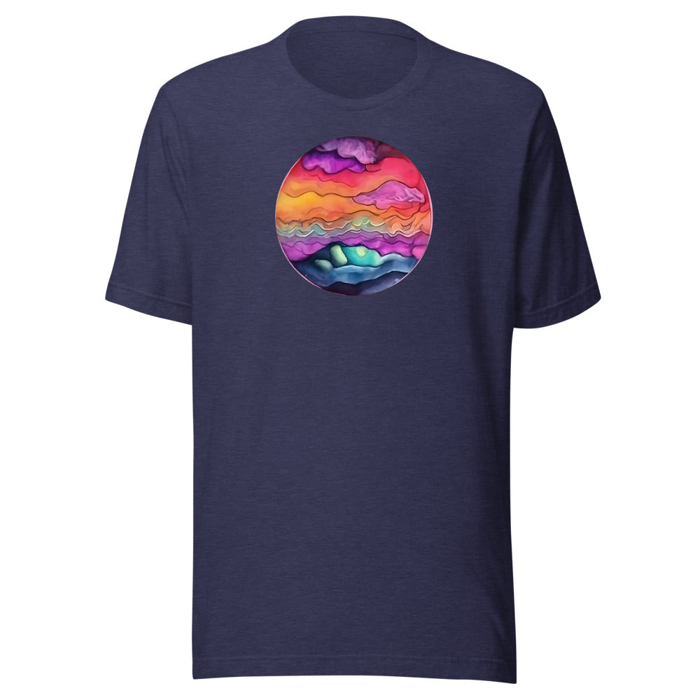 Watercolor Sunset Tee - Heather Midnight Navy