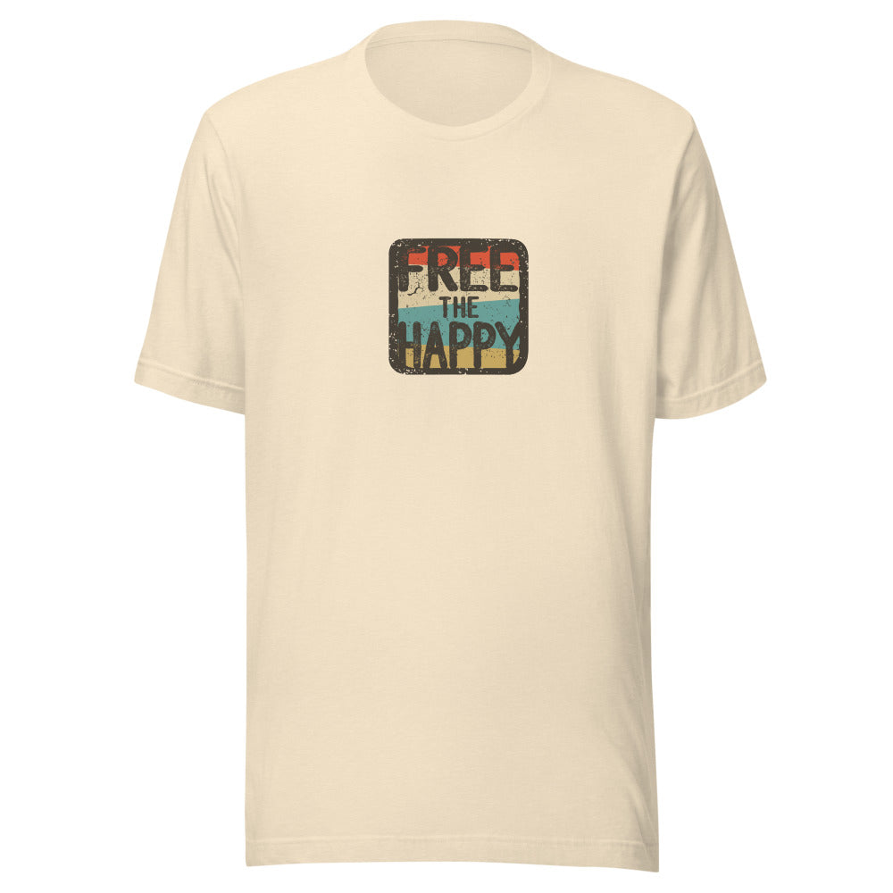 Free the Happy Retro Badge Tee - Heather Natural