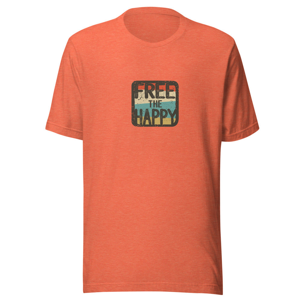 Free the Happy Retro Badge Tee - Heather Orange