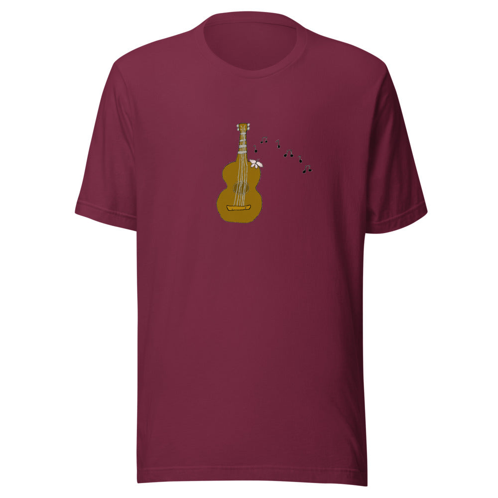White Butterfly Tee - Maroon