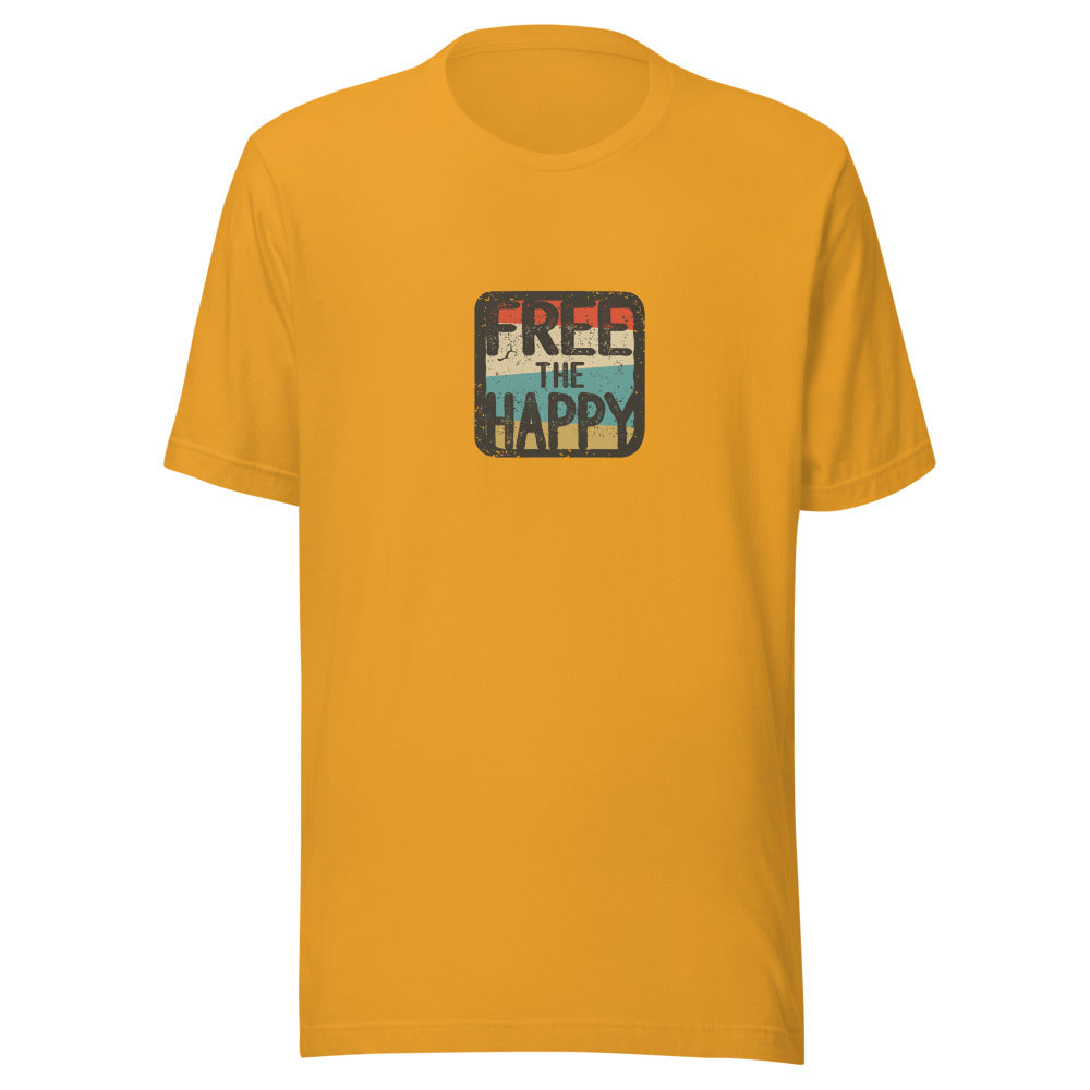 Free the Happy Retro Badge Tee - Mustard