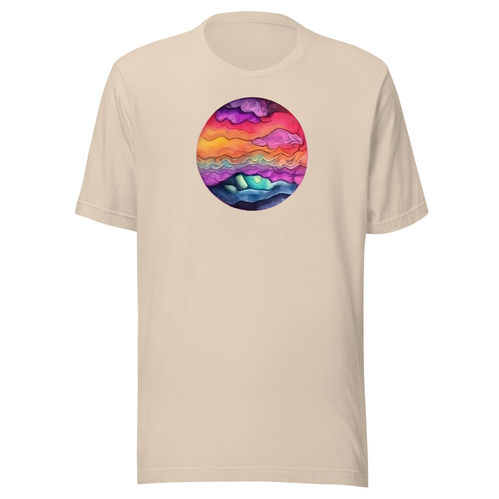 Watercolor Sunset Tee - Soft Cream