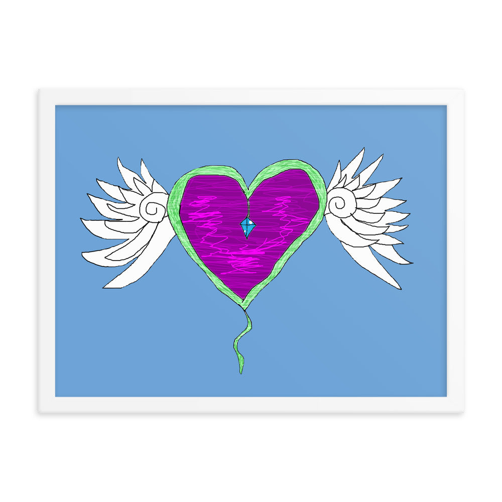 Sydney's Art - Balloon Heart - Framed photo paper poster - Blue