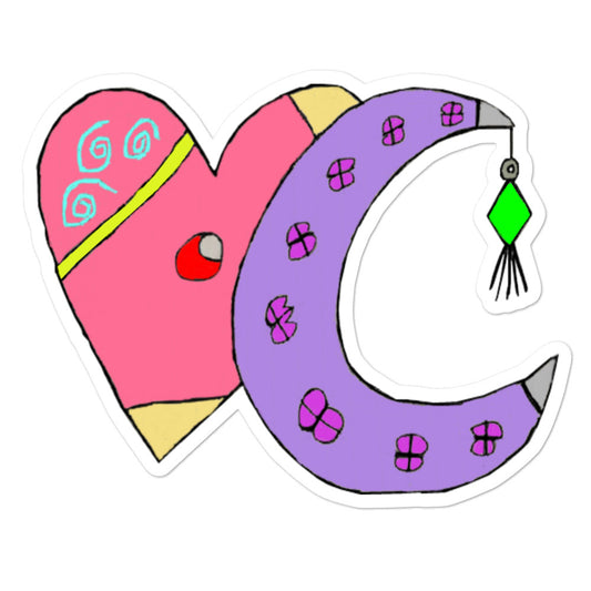 Heart and Moon Sticker