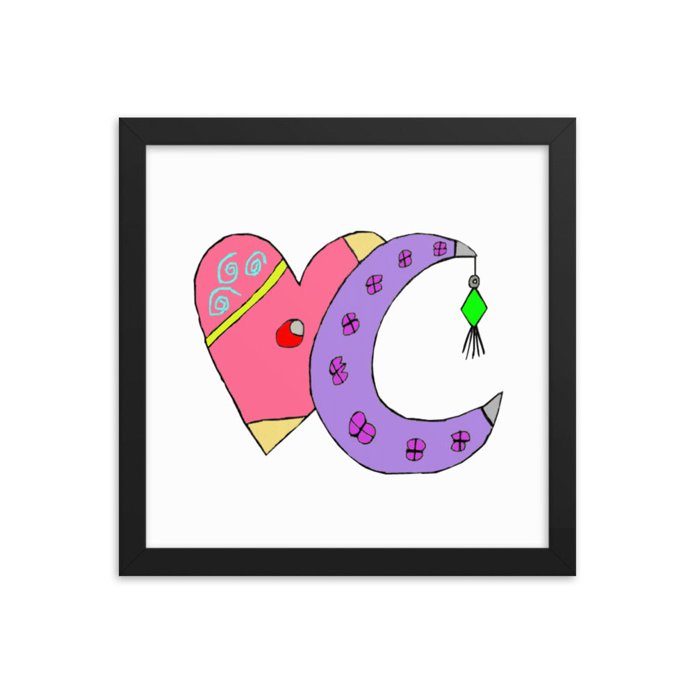 Heart and Moon Framed Poster