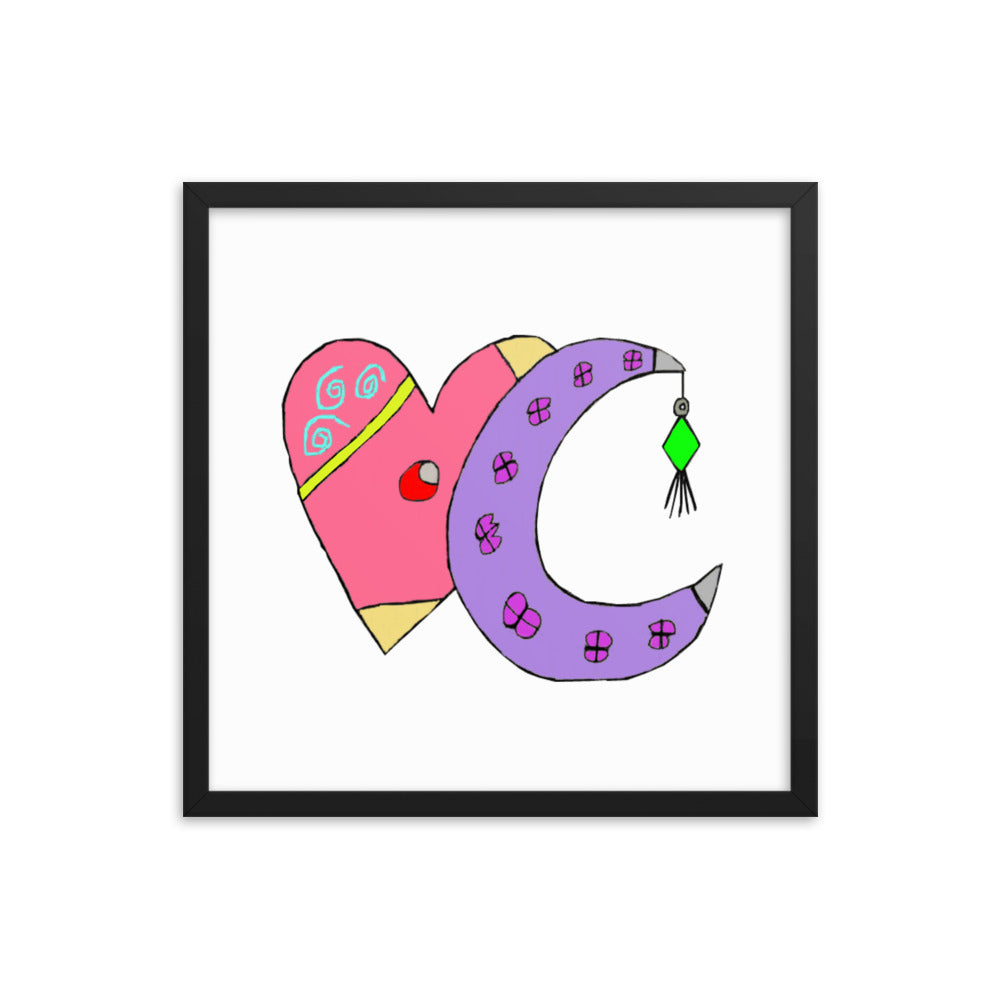 Heart and Moon Framed Poster