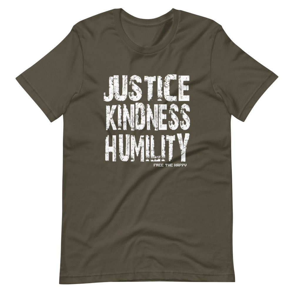 Free The Happy - Justice, Kindness, Humility - Short-Sleeve Unisex T-Shirt