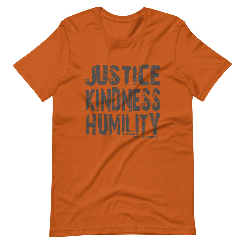 Free The Happy - Justice Kindness Humility - Short-Sleeve Unisex T-Shirt