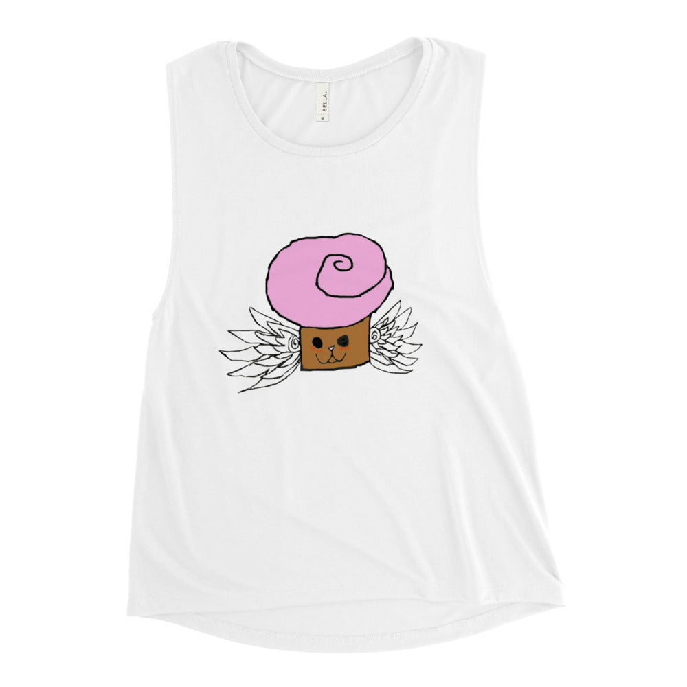 Sydney's Art - Winged Cupcake - Ladies’ Muscle Tank